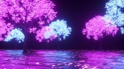 Videohive - Sci Fi Futuristic Digital Glowing Trees Background - 34887123 - 34887123