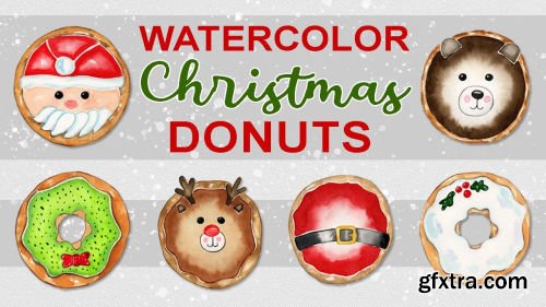 Watercolor Christmas Donuts