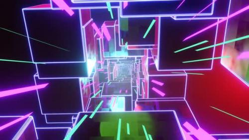 Videohive - A Tunnel Sparkling with Neon with Multicolored Rays - 34895073 - 34895073