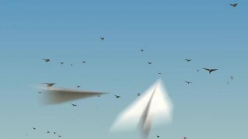 Videohive - Flying Paper Planes Loop HD - 34904557 - 34904557