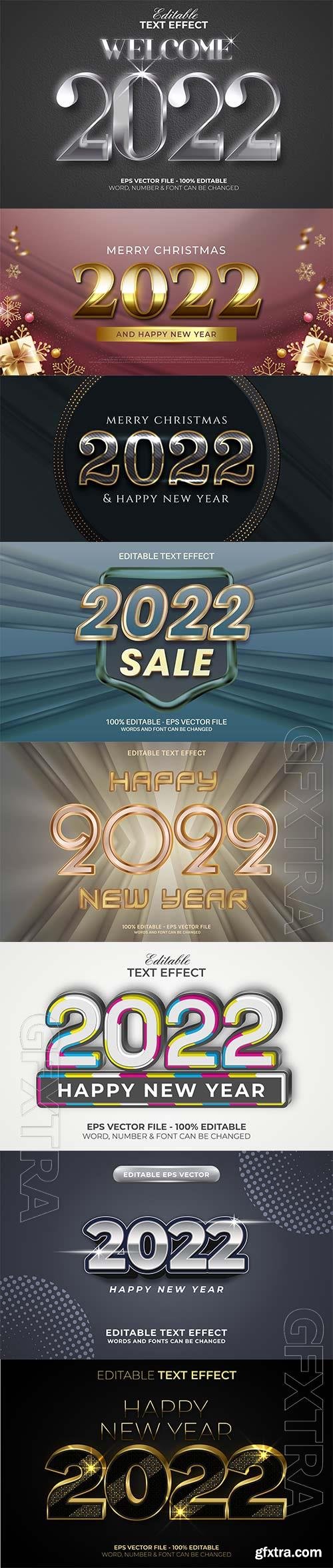 2022 New year and christmas editable text effect vector vol 40