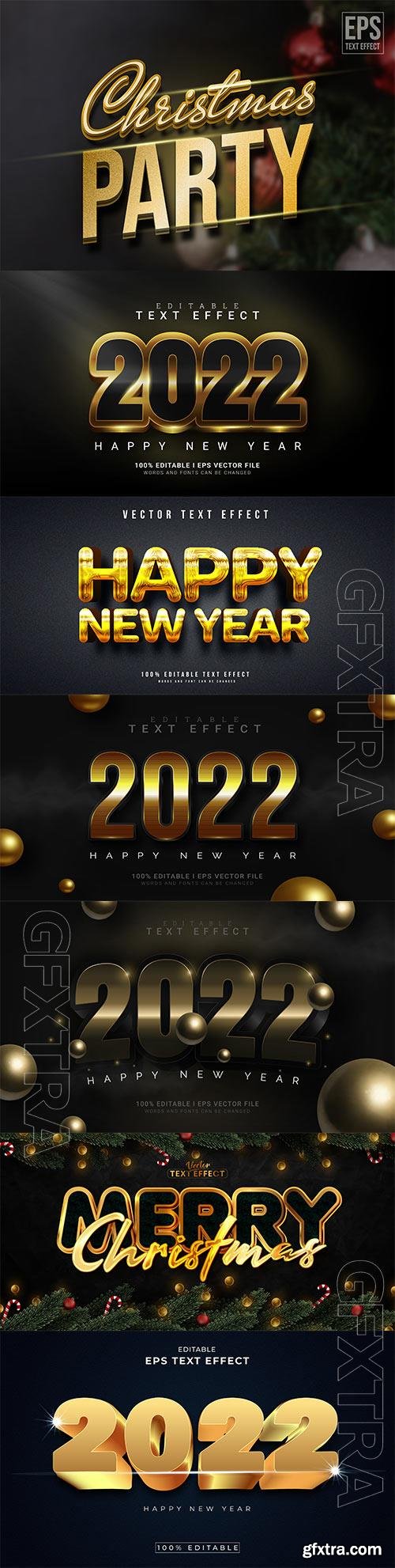 2022 New year and christmas editable text effect vector vol 31