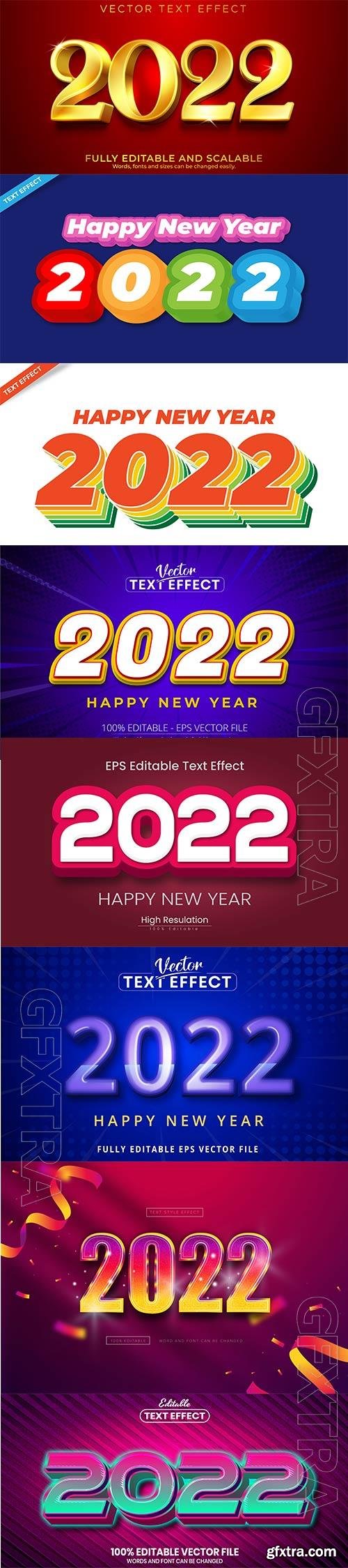 2022 New year and christmas editable text effect vector vol 36