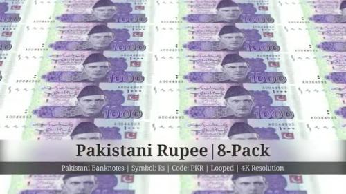 Videohive - Pakistani Rupee | Pakistan Currency - 8 Pack | 4K Resolution | Looped - 34857474 - 34857474