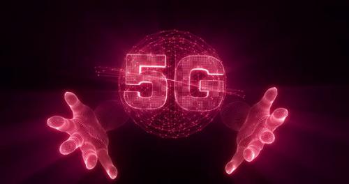Videohive - hand on 5G Global network world map digital artificial intelligence Ai technology Data cloud red - 34858218 - 34858218