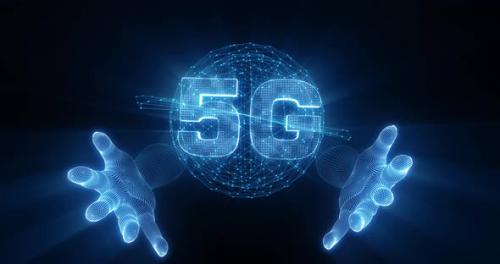 Videohive - hand on 5G Global network world map digital artificial intelligence Ai technology Data cloud blue - 34858219 - 34858219