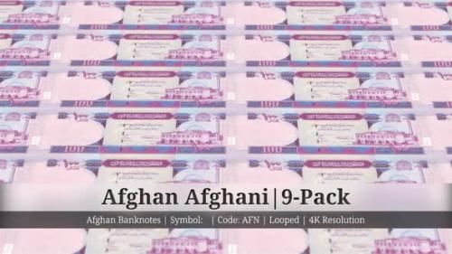 Videohive - Afghan Afghani | Afghanistan Currency - 9 Pack | 4K Resolution | Looped - 34858396 - 34858396