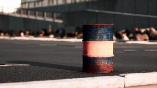 Videohive - Old and Rusty Metal Barrel on Parking - 34949284 - 34949284