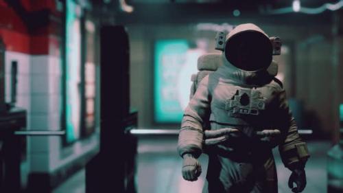 Videohive - Astronaut at Underground Metro Subway - 34961794 - 34961794