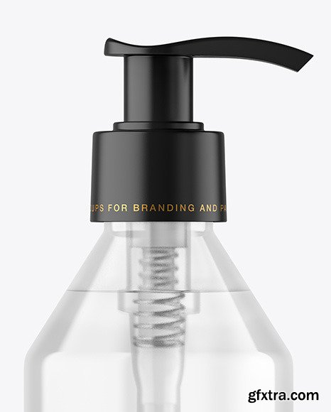 Clear Cosmetic Bottle with Pump Mockup 89326