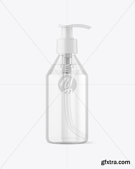 Clear Cosmetic Bottle with Pump Mockup 89326