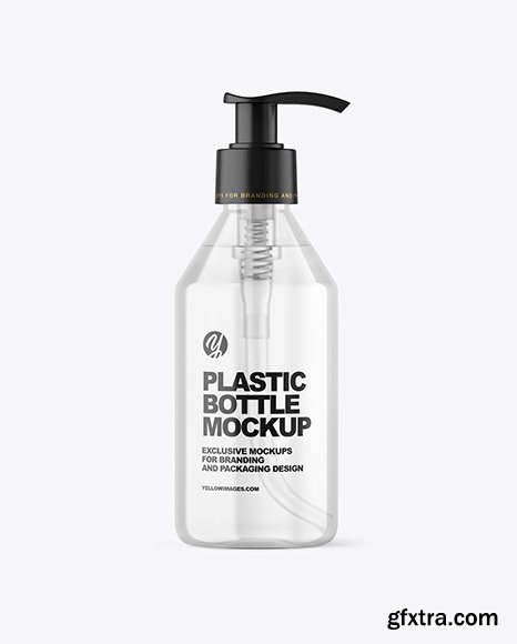 Clear Cosmetic Bottle with Pump Mockup 89326