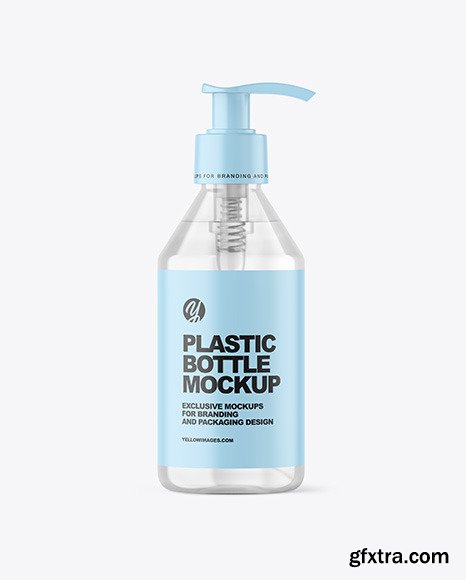 Clear Cosmetic Bottle with Pump Mockup 89326