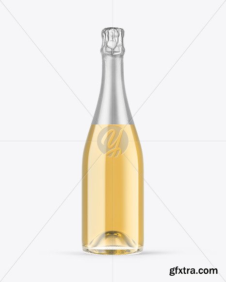 Clear Glass White Champagne Bottle Mockup 89333