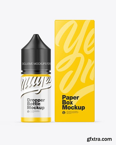 Matte Dropper Bottle w/ Box Mockup 89338