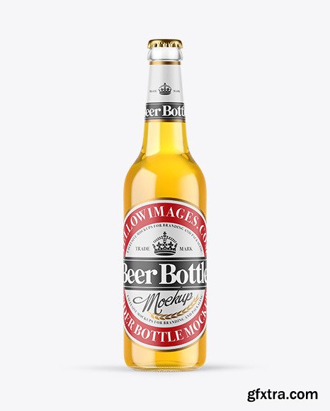 Clear Glass Lager Beer Bottle Mockup 89396