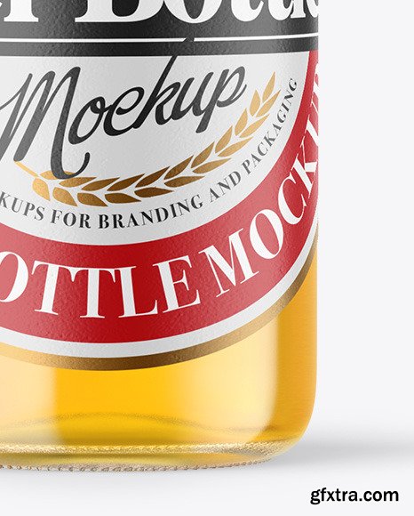 Clear Glass Lager Beer Bottle Mockup 89396