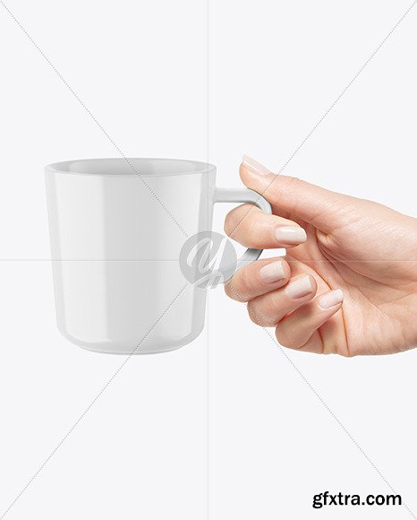 Glossy Mug in a Hand Mockup 89352