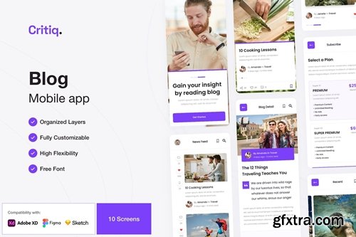 Critiq - Blog App Mobile App UI Kit