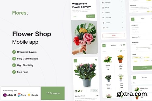 Flores - Flower Shop App Mobile App UI Kit