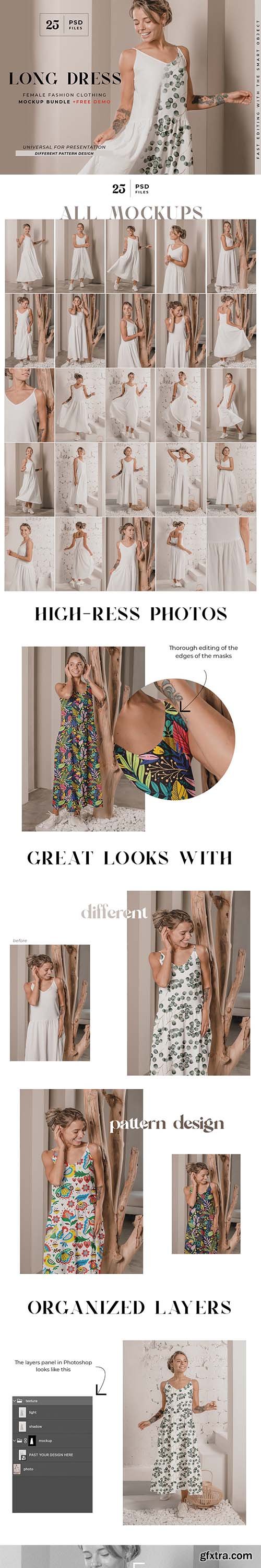 CreativeMarket - Women Long Dress Mockup Bundle 6609578