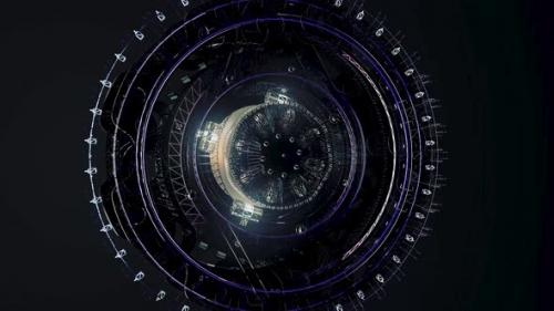 Videohive - Rotating mechanism of an abstract space ship on black background - 34942754 - 34942754