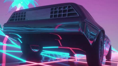 Videohive - Futuristic Car Drive Through Neon City - 34943799 - 34943799