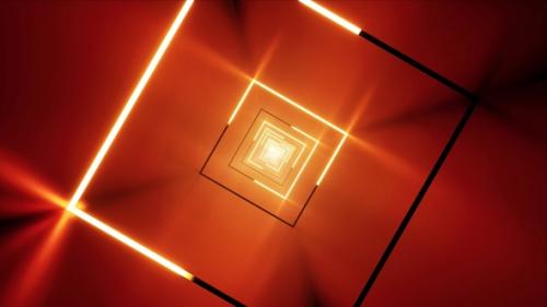 Videohive - Glowing Red Light Square in the Rotating Metal Tunnel VJ Loop - 34943944 - 34943944