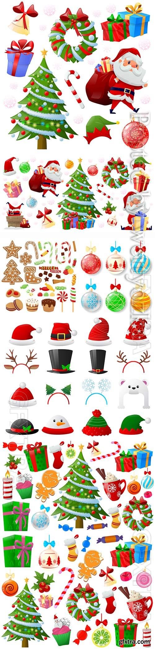 Cartoon colorful christmas element vector