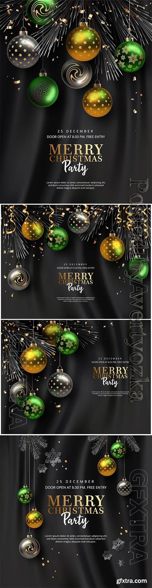 Christmas and new year party vector poster