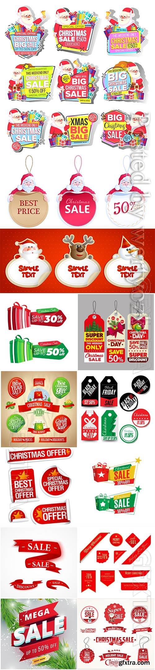 Christmas and new year stickers set, tags with labels vol 4