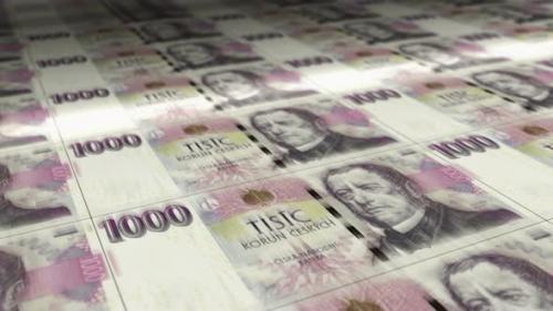 Videohive - Czech koruna money sheet printing seamless loop - 34931012 - 34931012