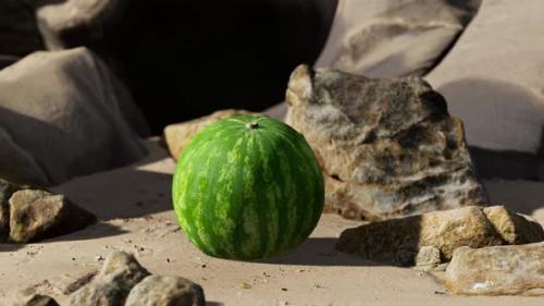 Videohive - Fresh Watermelon on a Beautiful Sand Beach - 34931049 - 34931049