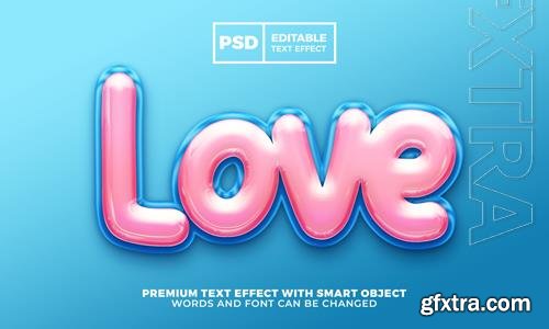 Love pink blue 3d editable text effect premium psd