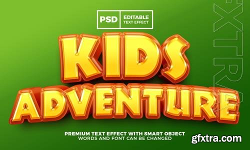 Kids adventure cartoon game 3d editable text effect premium psd