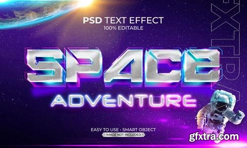 Space adventure neon text effect psd