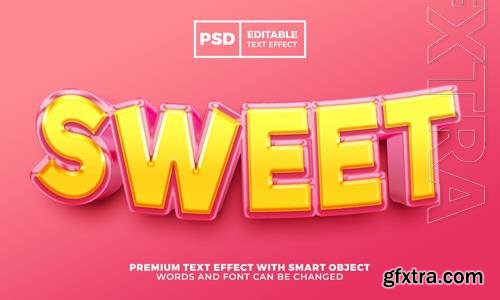 Sweet 3d editable text effect premium psd