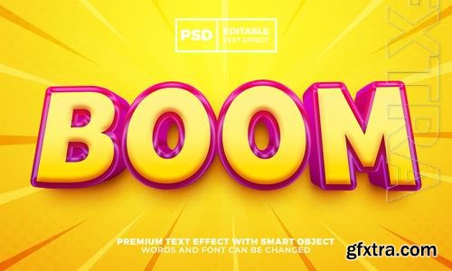 Boom cartoon 3d editable text effect style premium psd