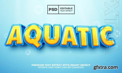 Aquatic cartoon 3d editable text effect premium psd