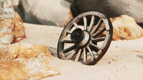 Videohive - Old Tradition Waggon Wheel on the Sand - 34947743 - 34947743