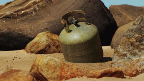 Videohive - Old Cooking Gas Cylinder on Sand Beach - 34948566 - 34948566