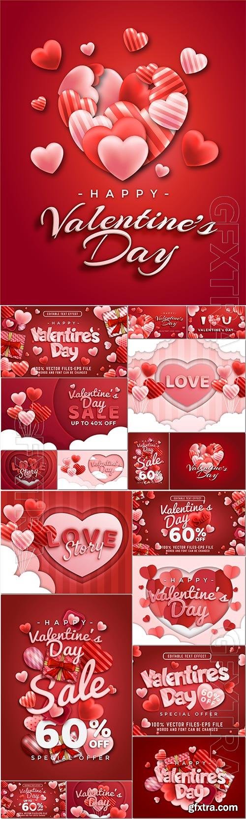 Lovely happy valentines day background with hearts premium vector