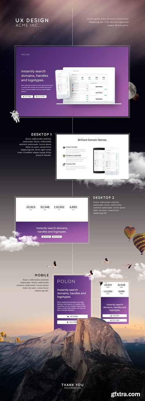 Vertical Website Presentation Mockup