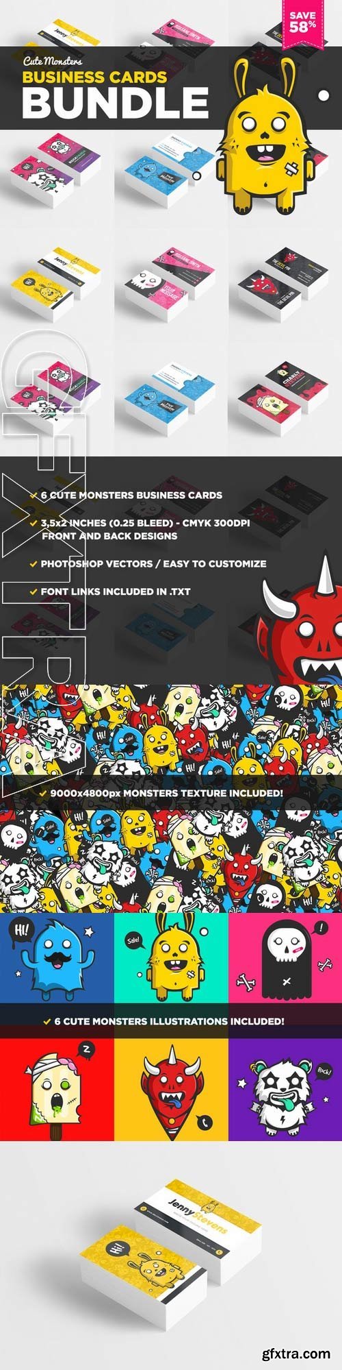 Cute Monsters Business Card Bundle