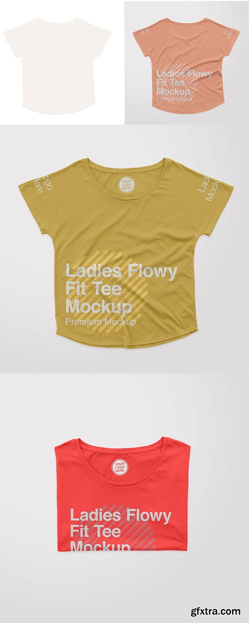 Ladies flowy fit tee folded mockup