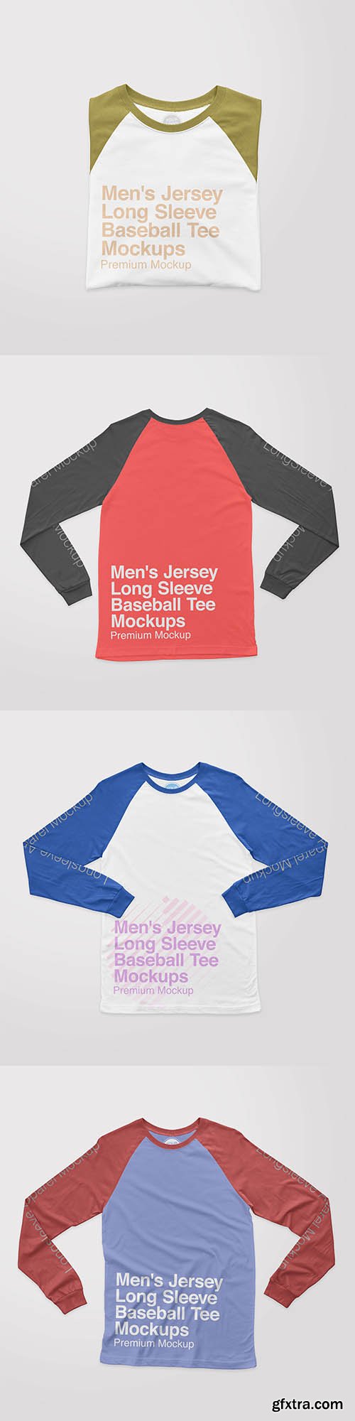 Mens jersey longsleeve baseball tee front mockup