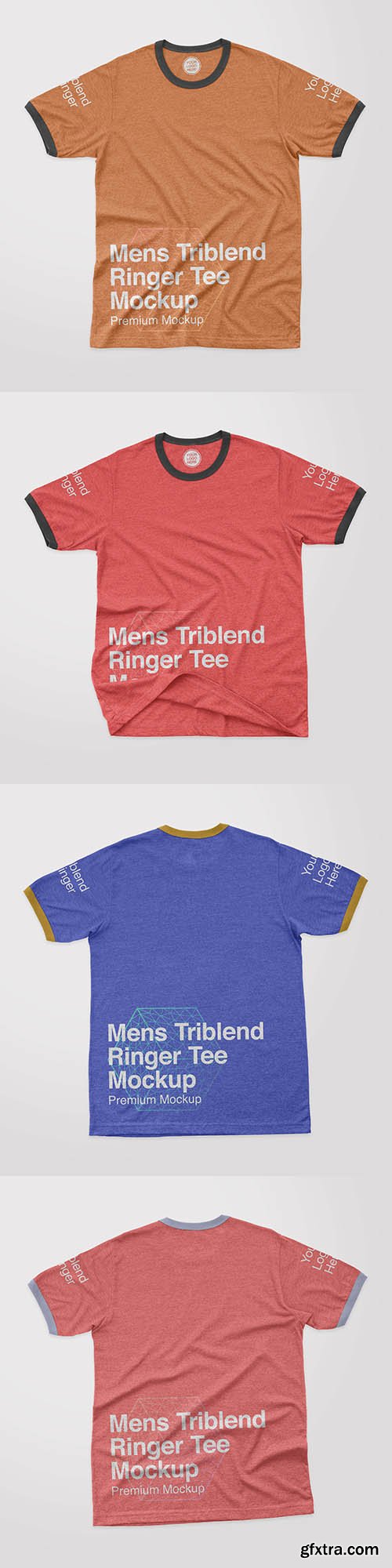 Mens triblend ringer tee front mockup