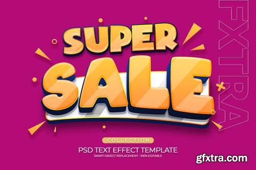 Super sale 3d text effect custom template with red and yellow orange color background premium psd