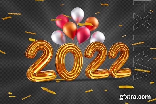 Happy new years 2022 with 3d gold text effect psd design