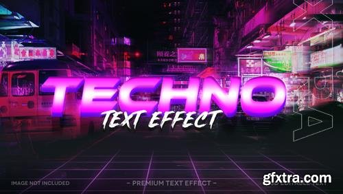 Techno 3d text effect mockup template premium psd